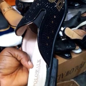 Men’s Black Luxury Slip-On Loafers with Gold Stud Design