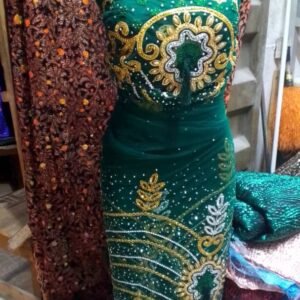 Luxury Green Stone George Fabric – Heavy Beaded & Embroidered (Original Quality)