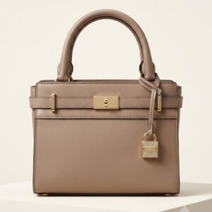 Luxury Box-Style Top-Handle Handbag – Soft Nude