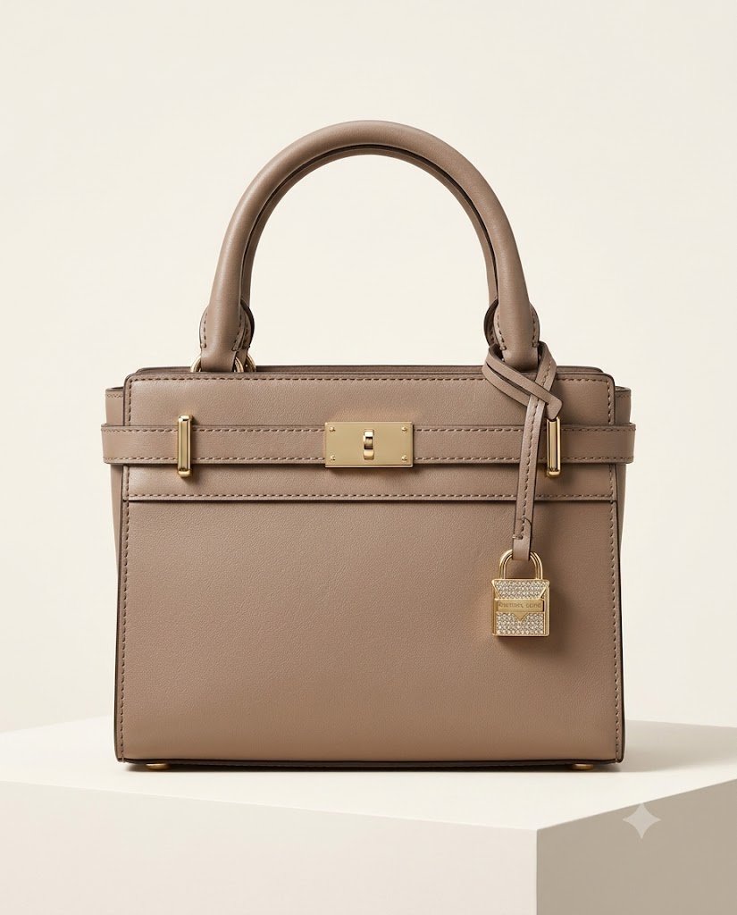 Luxury Box-Style Top-Handle Handbag – Soft Nude