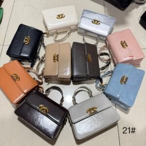 Loshais Mini Structured Top-Handle Bag – Gold Logo Edition