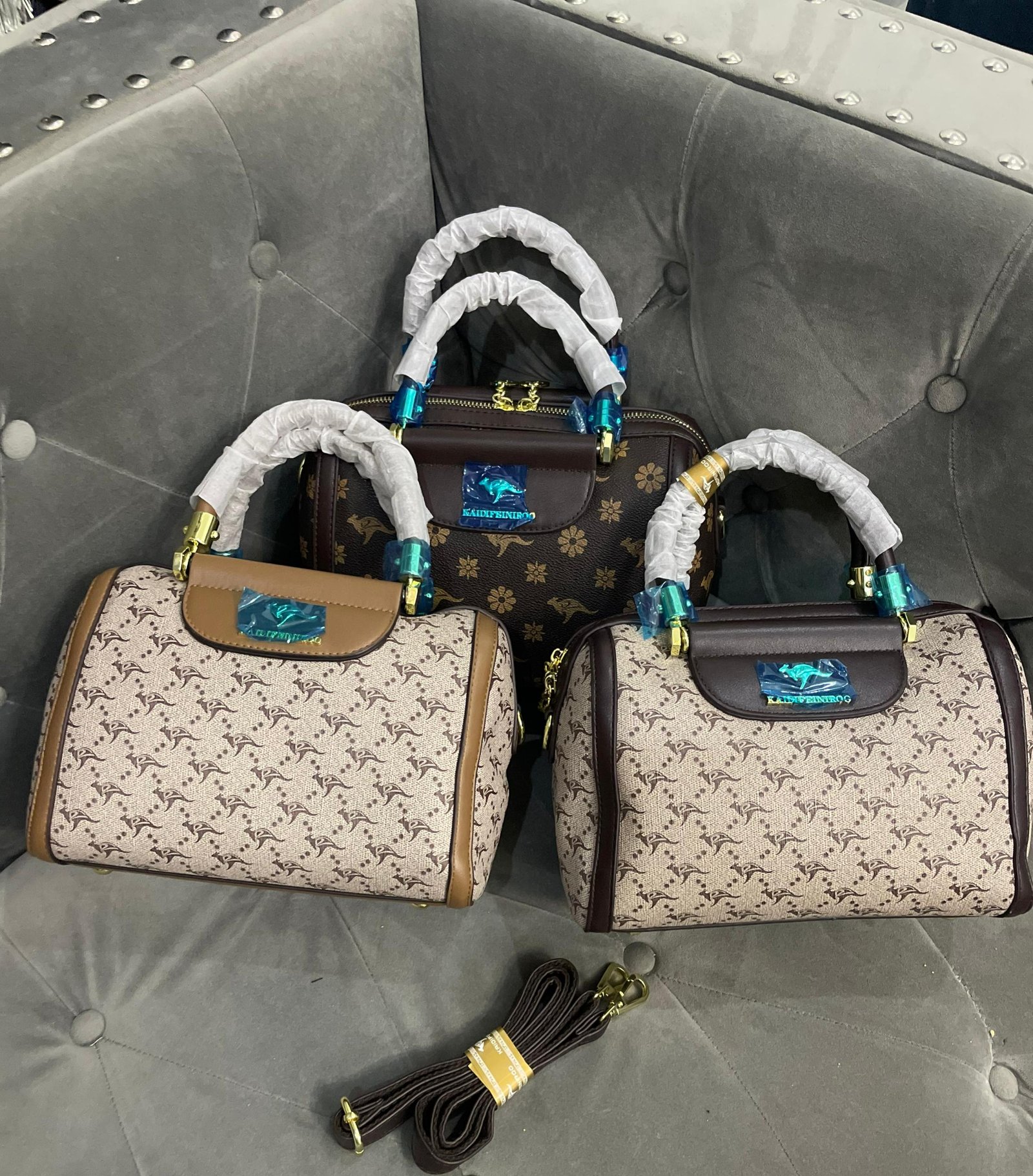 Classic Monogram Barrel Handbag with Top Handle & Crossbody Strap – Signature Print Edition