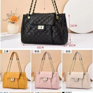 Classic Quilted Chain Shoulder Tote – Lock Closure Edition
