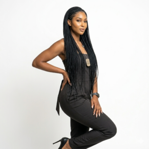 Classic Jet Black Micro Braided Lace Wig