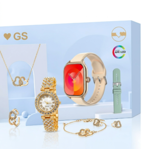 Ladies Smart Watch Gift Set | AMOLED Smartwatch + Jewelry & Classic Watch Combo