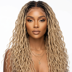 Golden Tips Curly Braided Lace Wig