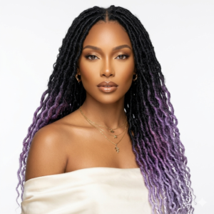 Amethyst Fade Curly Braided Lace Wig