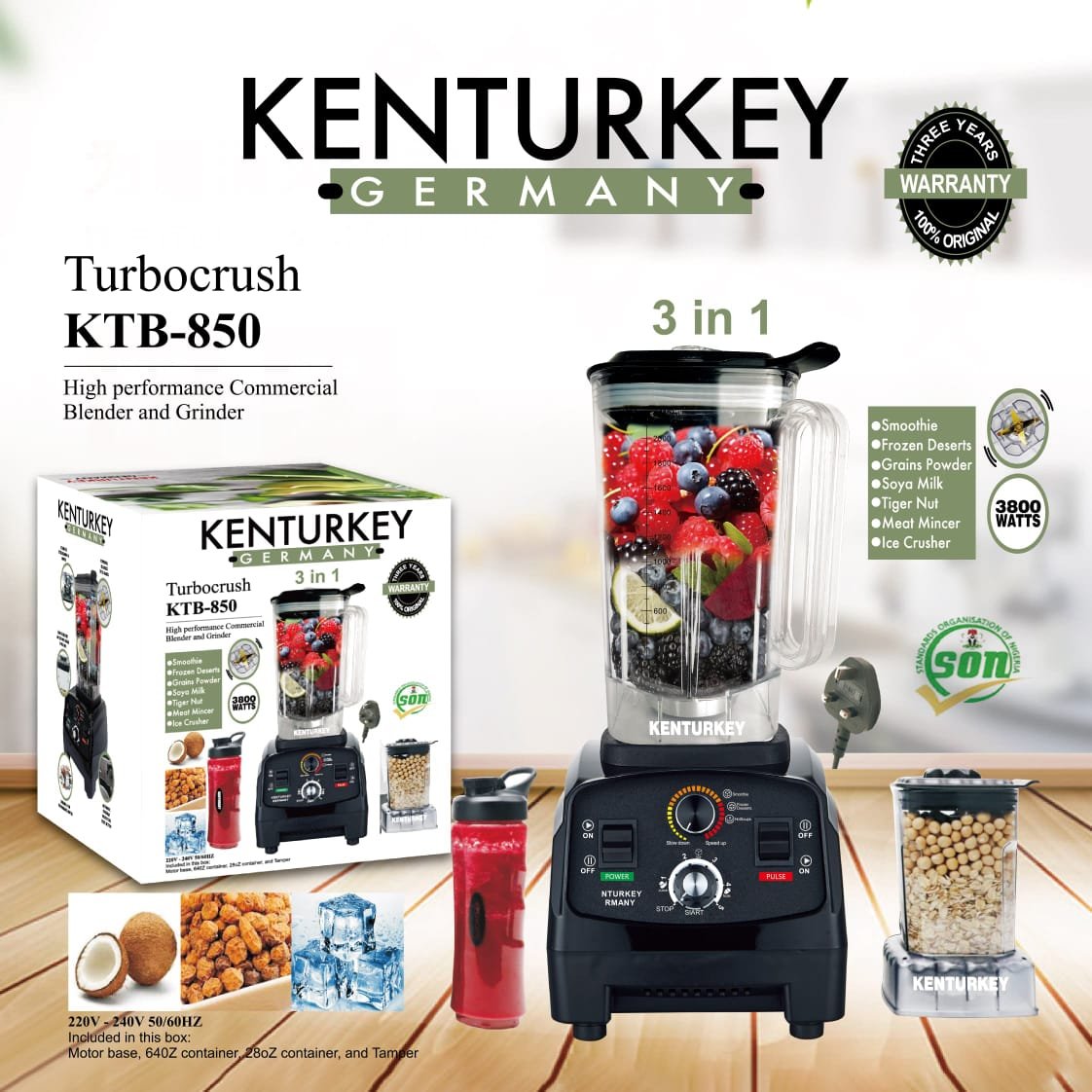 Kenturkey Germany Turbocrush 3-in-1 Blender
