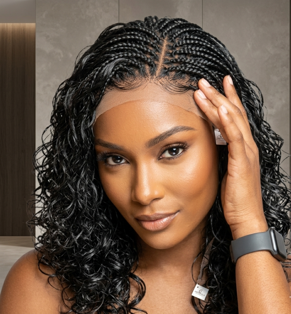 Natural Flow Curly Braided Lace Wig (Jet Black)