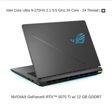 ASUS ROG Strix G16 G615 – Core Ultra 9/RTX 5070 Ti