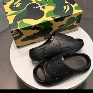 A Bathing Ape Camo Foam Slides in Black