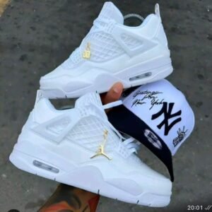 Air Jordan 4 RM "Pure Money" White & Gold Sneakers