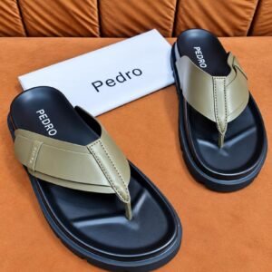 Pedro Leather Thong Sandals in Olive Green