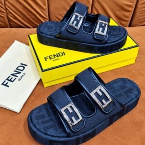 Fendi FF Jacquard Double-Buckle Slide Sandals