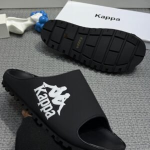 Kappa Logo-Print Lug-Sole Slide Sandals in Black