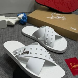 Christian Louboutin Studded Crisscross Slide Sandals
