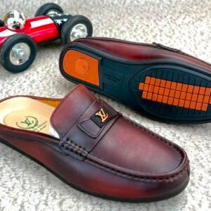 Louis Vuitton Burnished Leather Monogram Mule Loafers