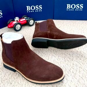 BOSS Brown Suede Chelsea Boots