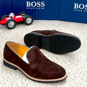 BOSS Brown Suede Slip-On Loafers