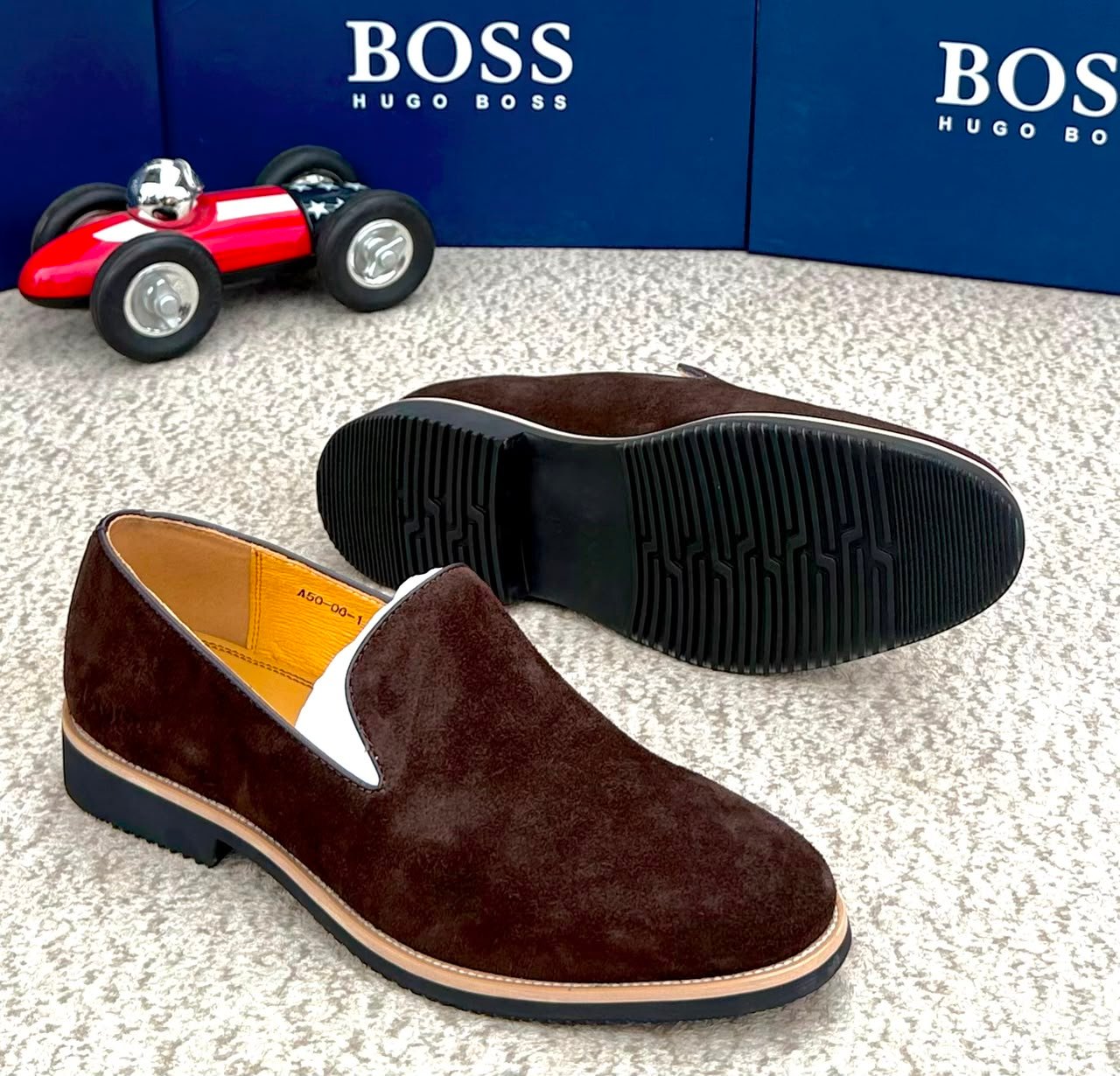BOSS Brown Suede Slip-On Loafers