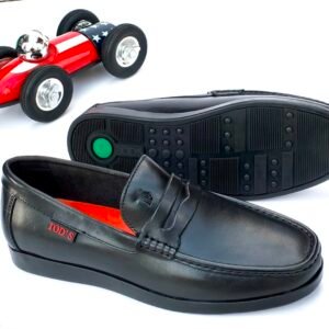 Clarks Mesh-Paneled Leather Driving Loafers in Black