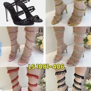 Beaded Spiral High-Heel Sandals