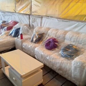 Plush White Living Room Sofa & Coffee Table Set