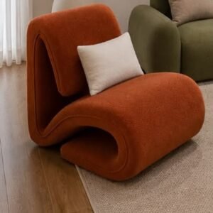 Sculptural S-Curve Orange Accent Chair
