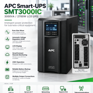 Experience intelligent power protection, reliable battery backup, and advanced remote monitoring with the APC Smart-UPS SMT3000IC 3kVA UPS.
