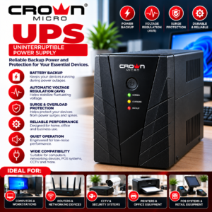 Crown Micro Uninterruptible Power Supply (UPS) – Reliable Battery Backup & Power Protection for Home, Office and Business Equipment