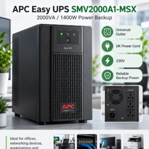 APC Easy UPS SMV2000A1-MSX 2000VA/1400W Uninterruptible Power Supply (UPS), Universal Outlet, 230V, UK Power Cord